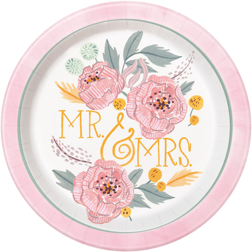 Round Dinner Plate 9in 8ct, Painted Floral 