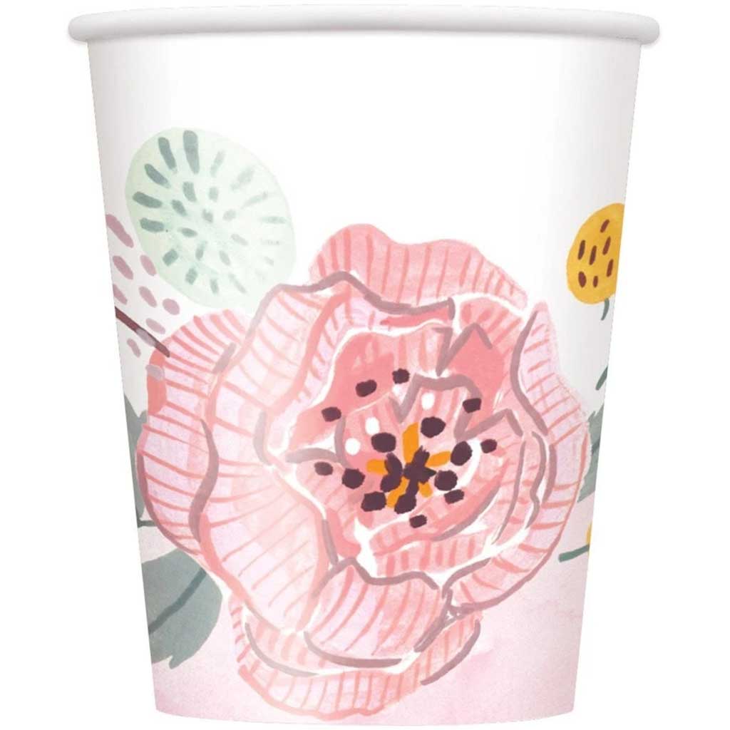 Painted Floral 9oz Cups, 8ct 