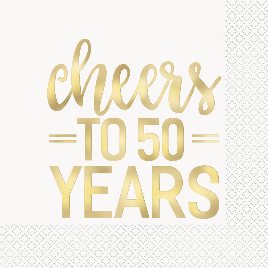 Gold Cheers To 50 Years Luncheon Napkins, 16ct 