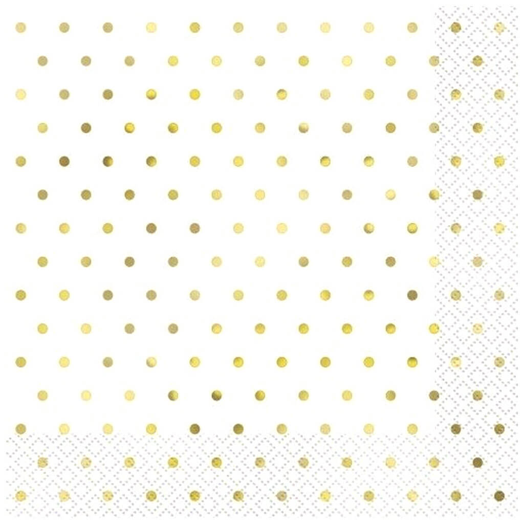 Foil Elegant Gold Polka Dot Paper Luncheon Napkins 6.5in 16ct