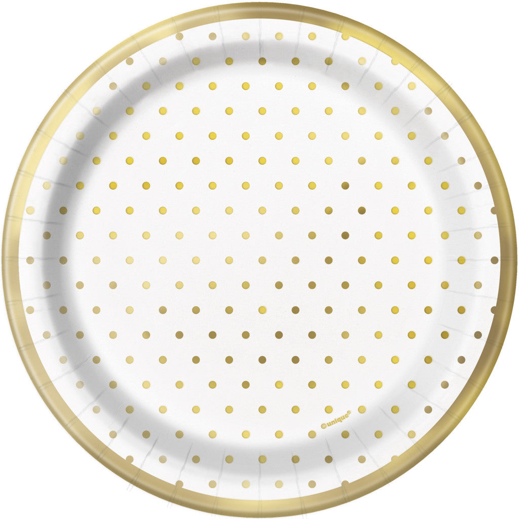 Round Dessert Plates 7in 8ct, Elegant Gold 