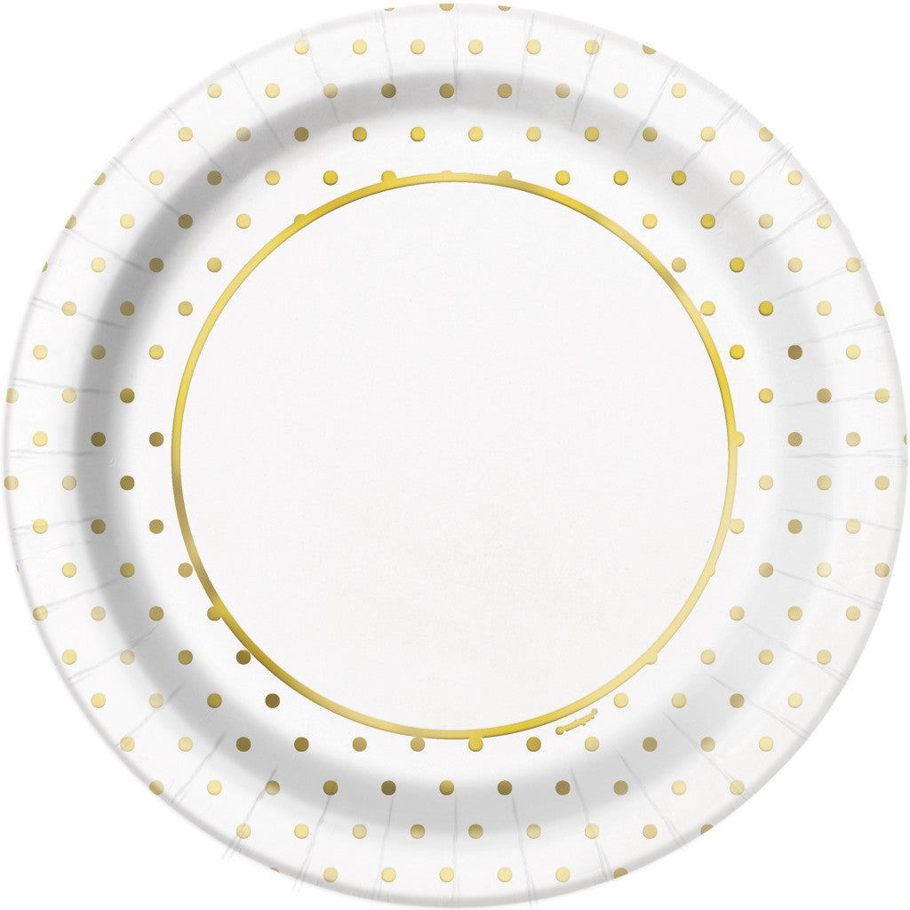 Round Dinner Plates 9in 8ct, Elegant Gold 