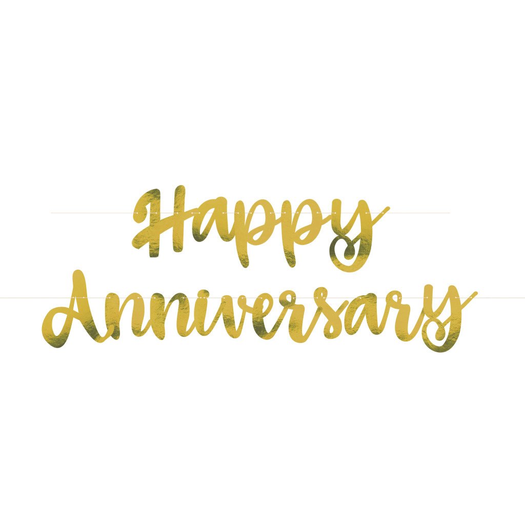 Banner Gold Script Foil Happy Anniversary 