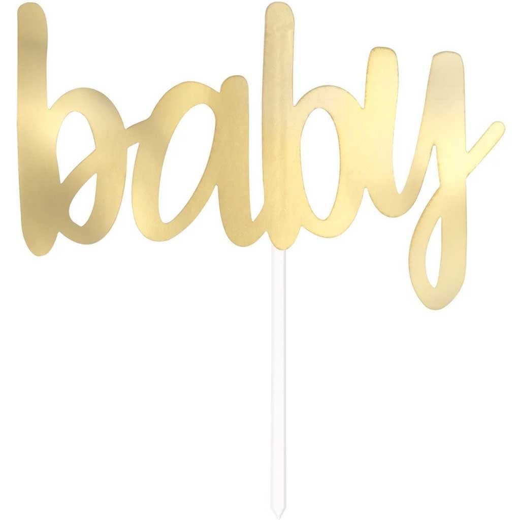 Cake Topper Gold Foil &quot;Baby&quot; Baby Shower 