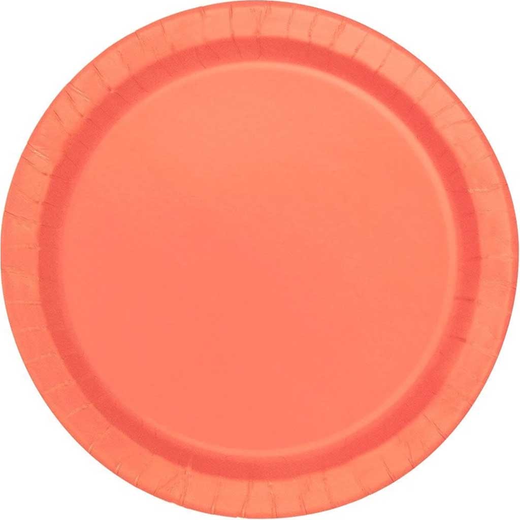 Round Dessert Plates 7in 20ct, Coral 