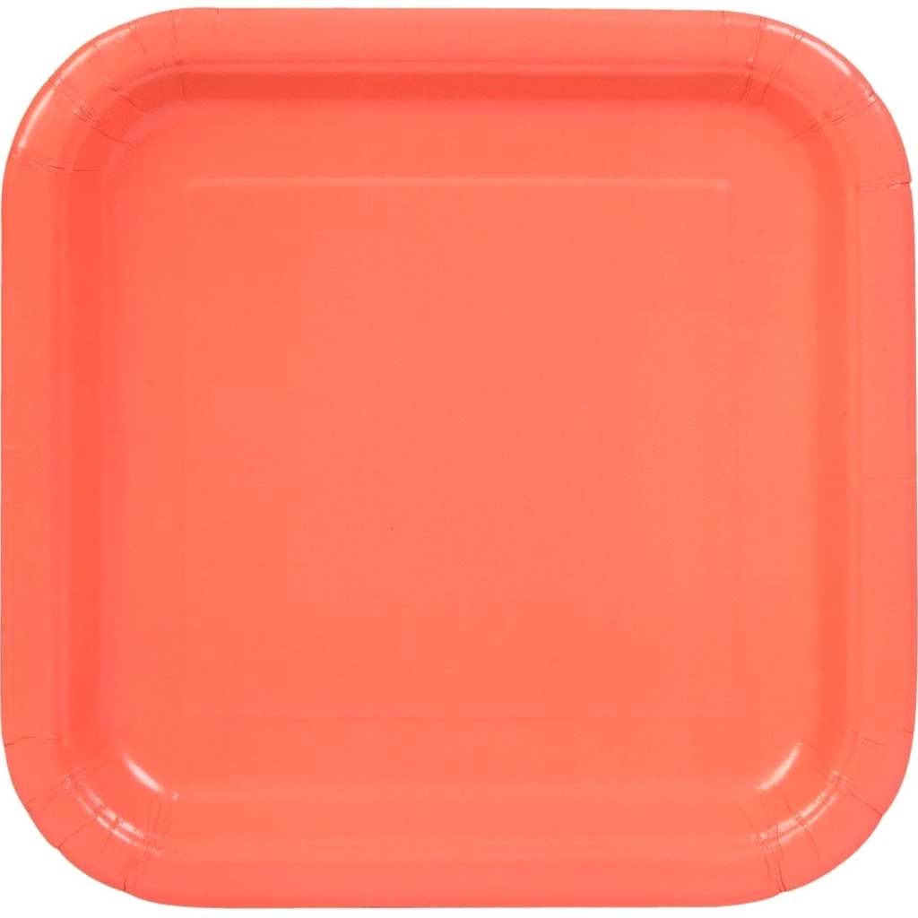 Square Dinner Plates 9in 14ct, Coral 