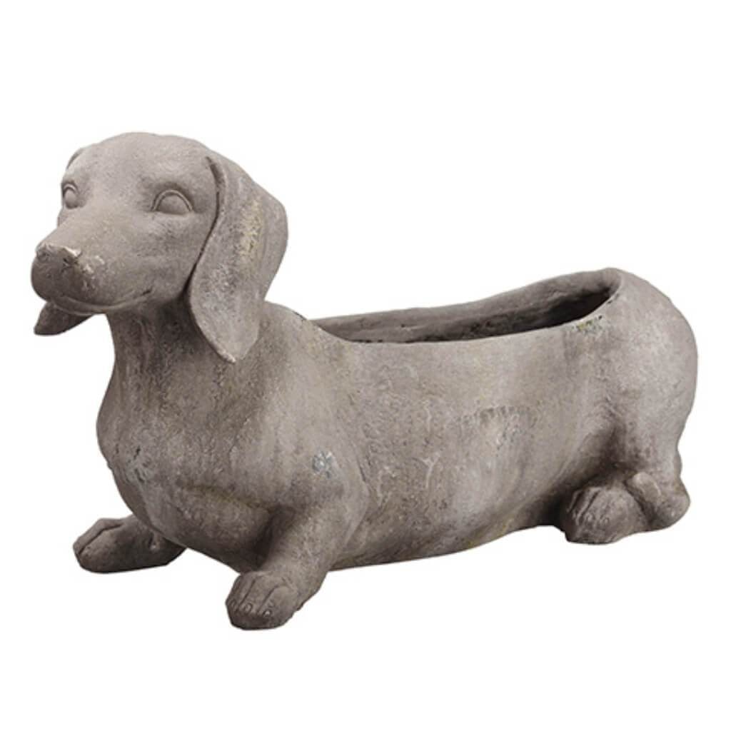 11.5&quot;Dog Planter Gy/At 