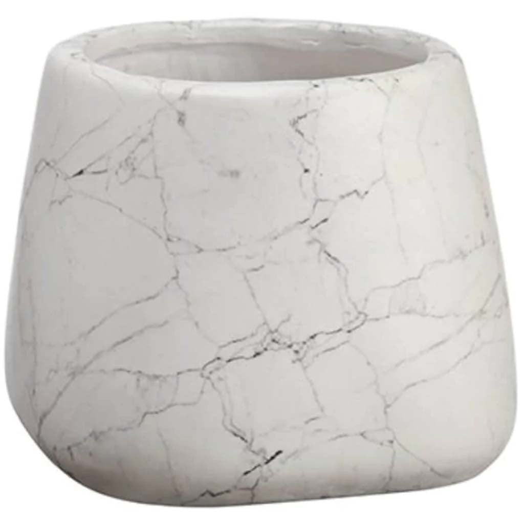 Marble Look Cement Pot 7in x 8.5in