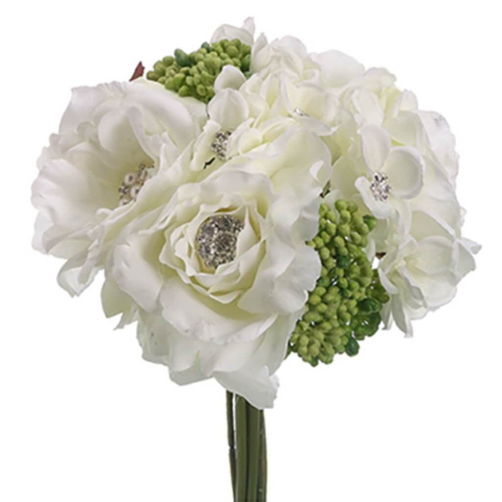 10"Rose/Hydrangea Bouquet Wh 