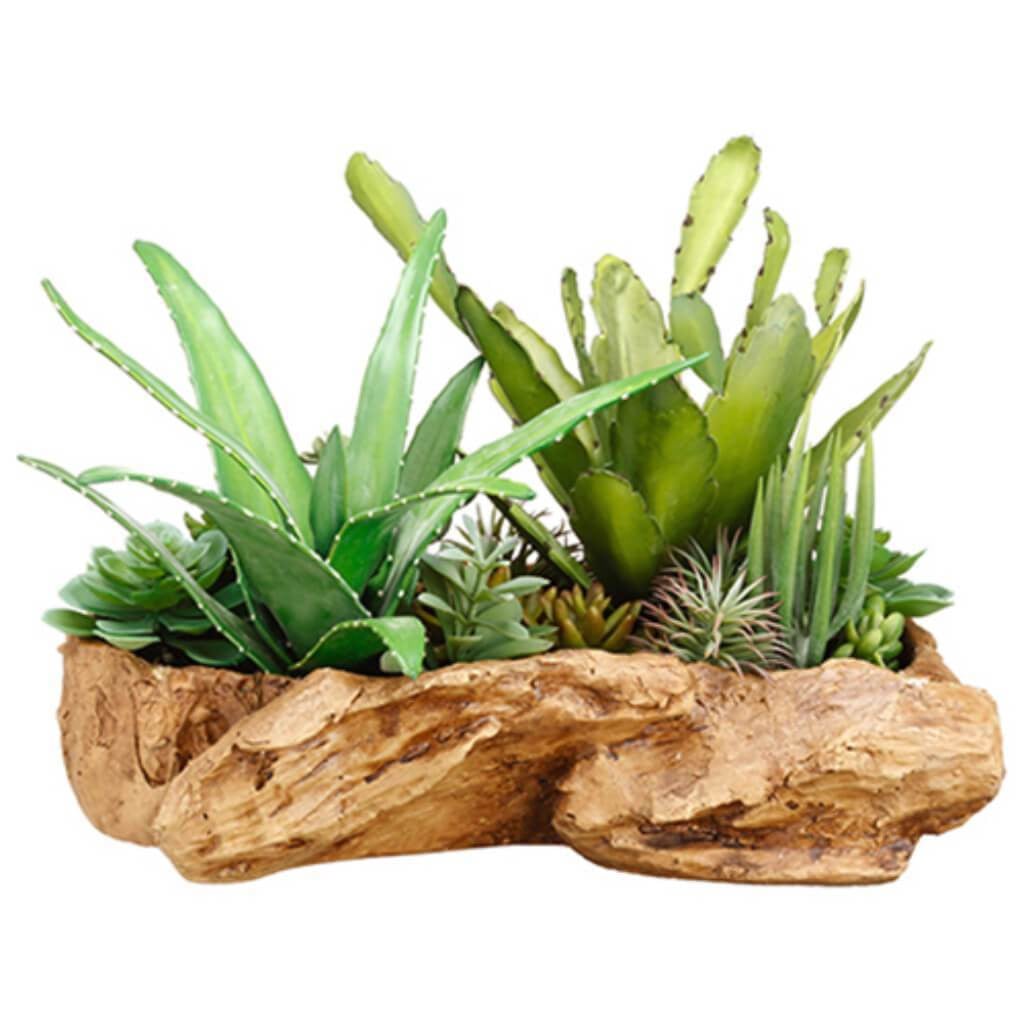 14"Succulent Garden In Faux Wd 