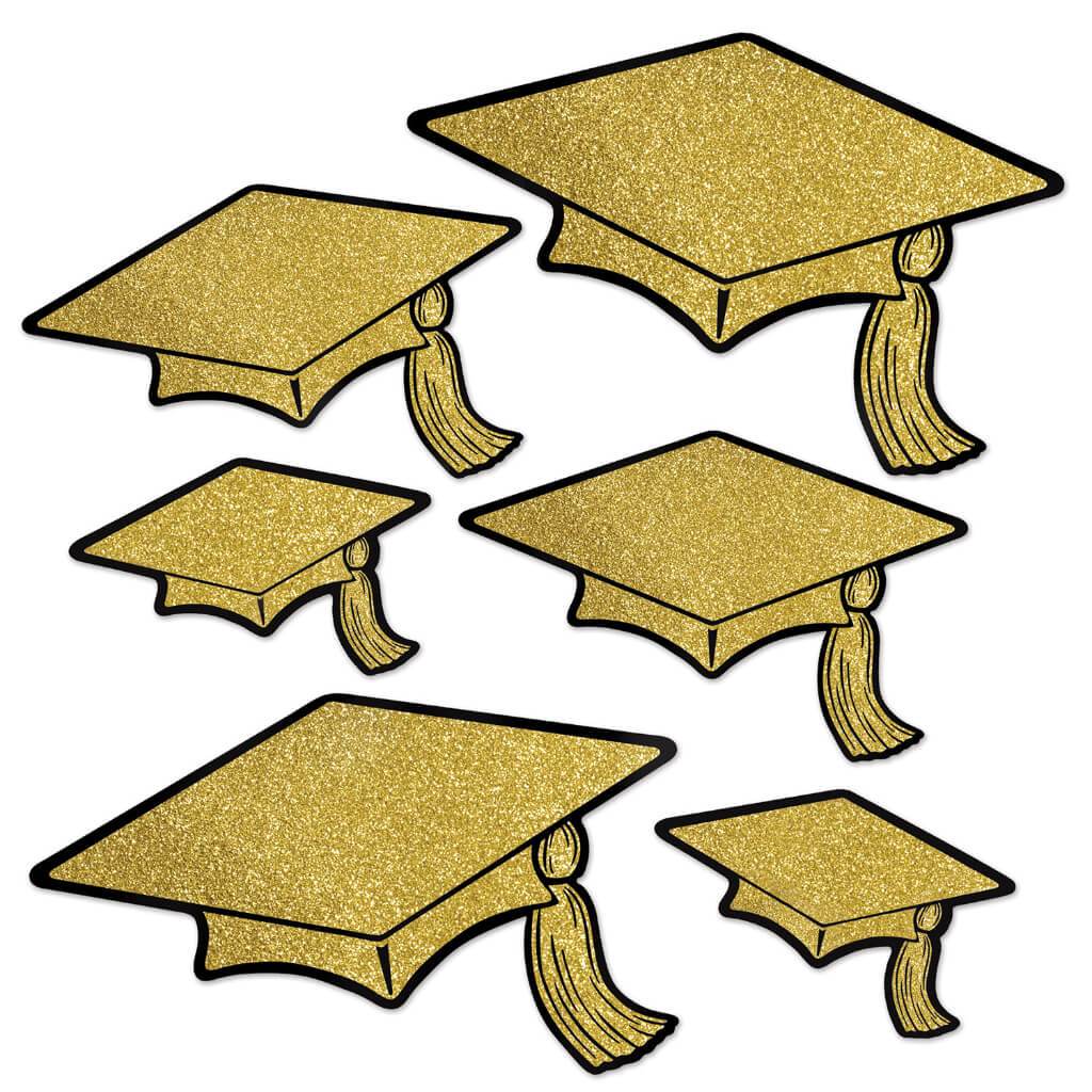 Glittered Foil Graduation Cap Cut-Outs 