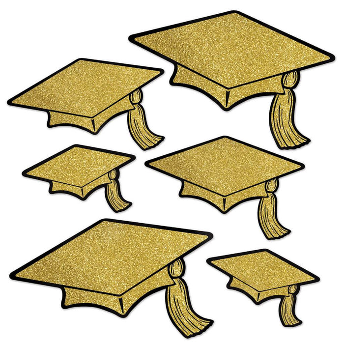Glittered Foil Graduation Cap Cut-Outs 