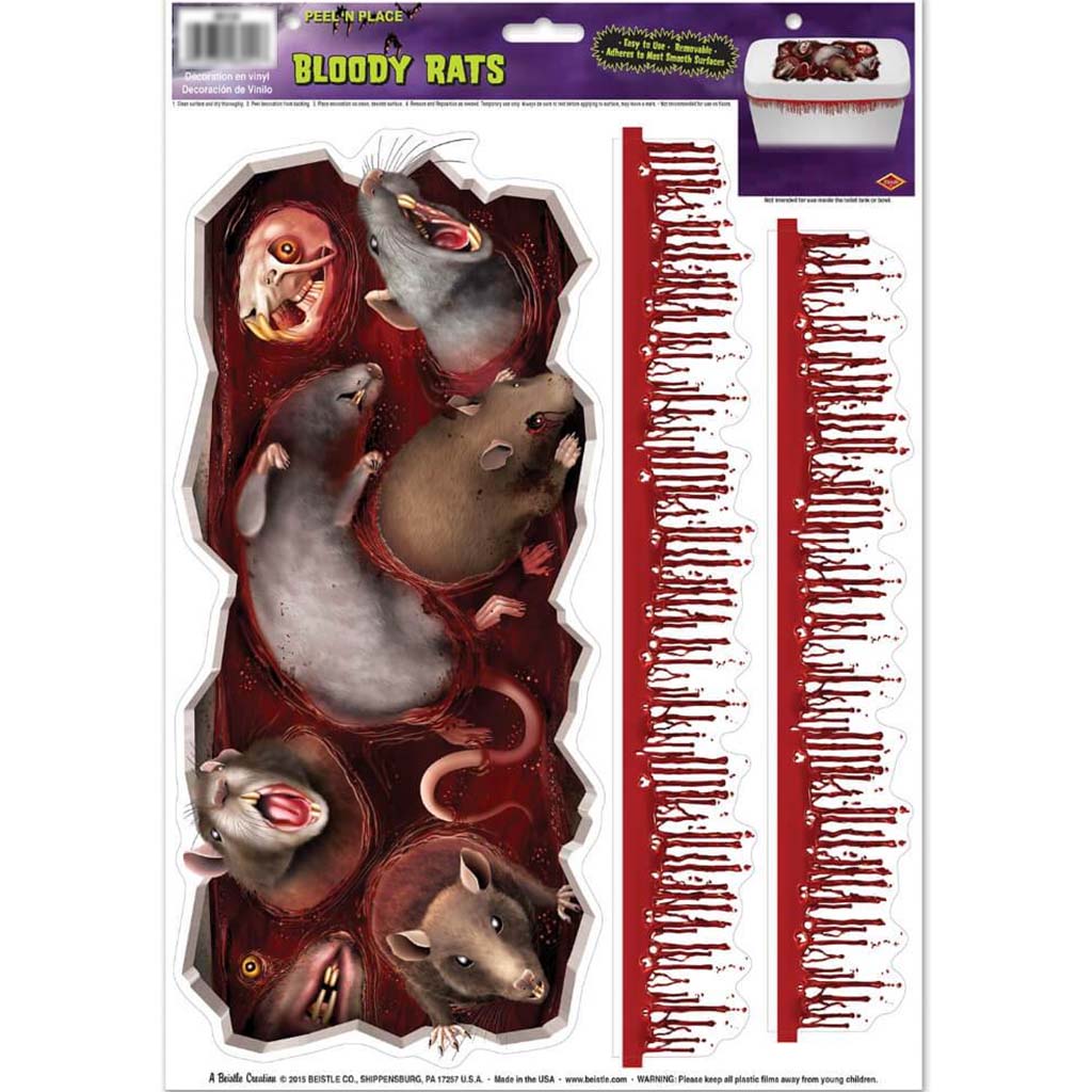 Peel &#39;N Place Bloody Rats Toilet Tank 