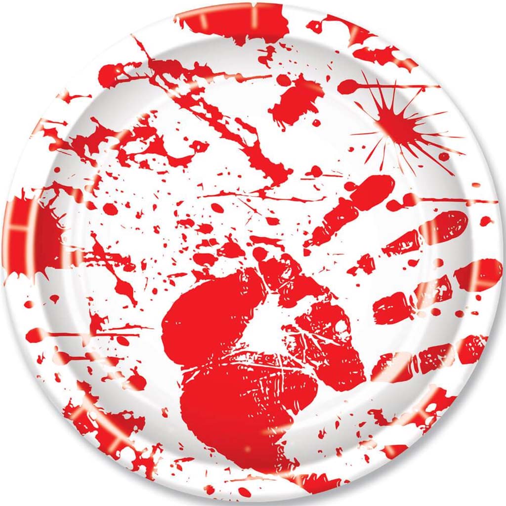 Bloody Handprints Dinner Plates 9in 