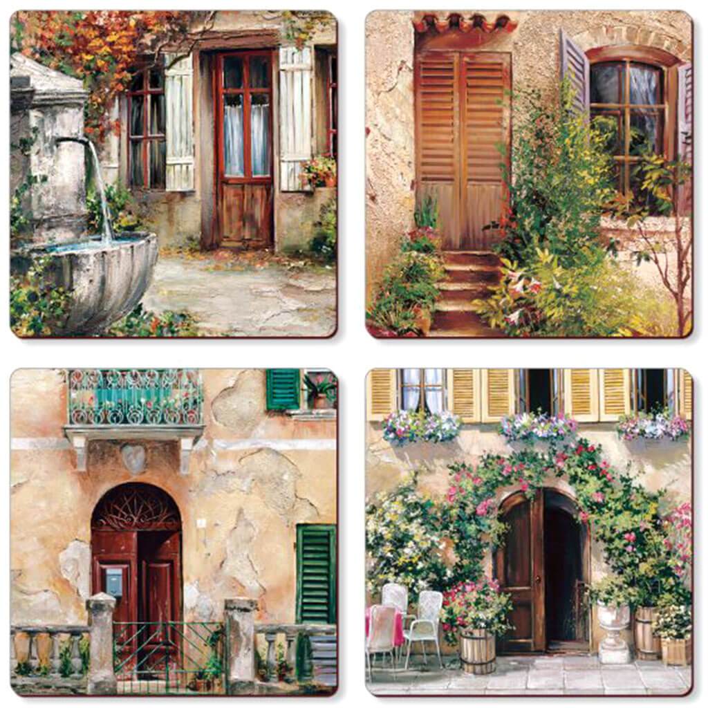 Hardboard Coasters Boxed 4pk Tuscan Doorways