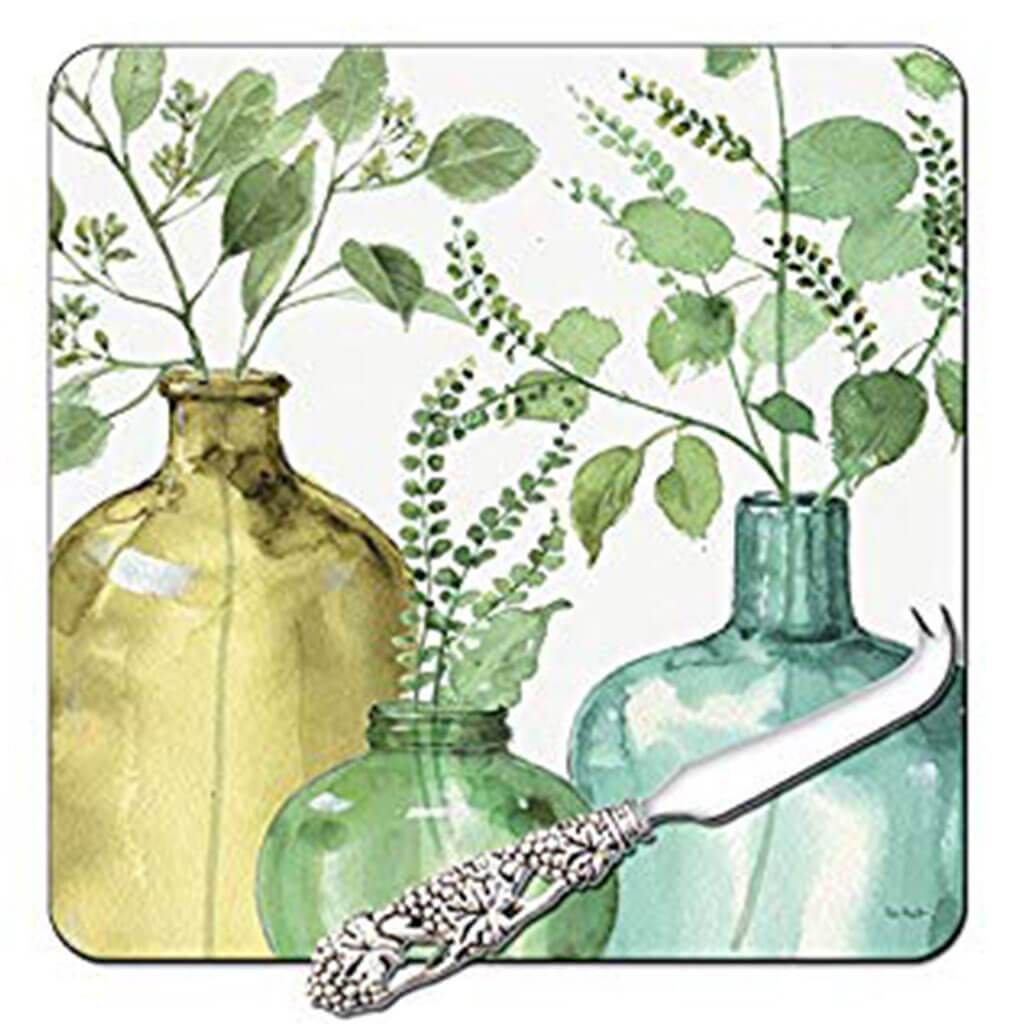 Square Glass Cheese Board Greenery
