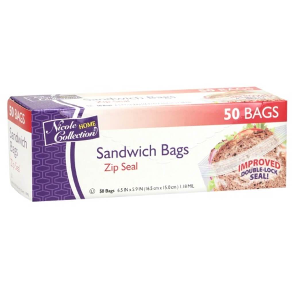 Sandwich Zip Seal Bags 50 Count 