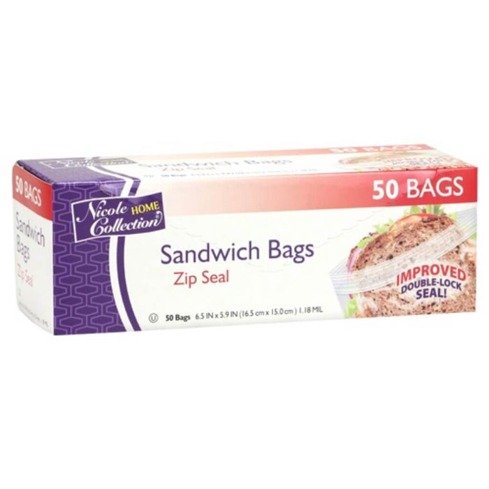 Sandwich Zip Seal Bags 50 Count 
