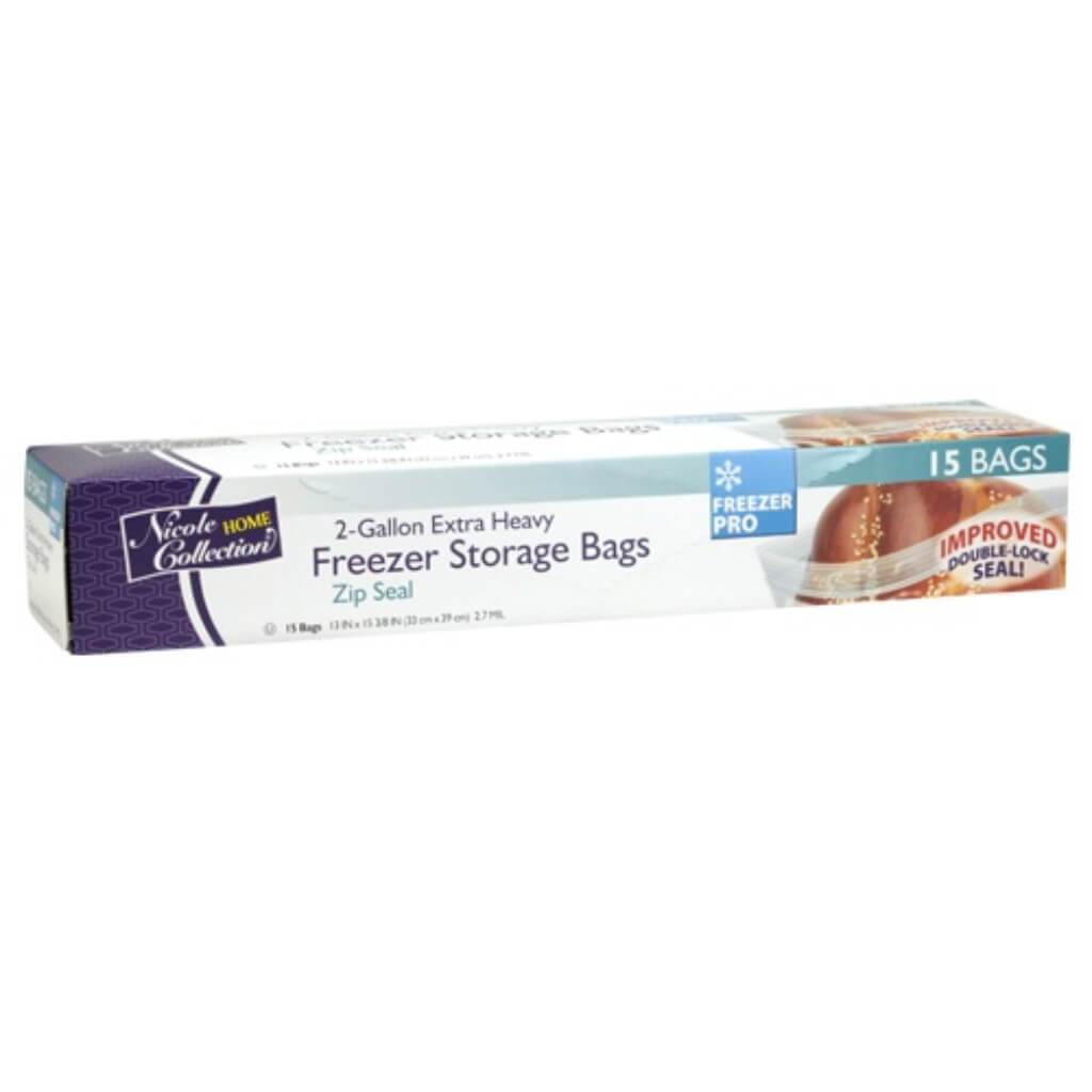 2 Gallon Zip Seal Freezer Storage Bags Extra Heavy 15 Count 
