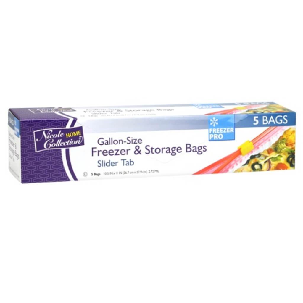 Gallon Slide Tab Freezer Storage Bags 5 Count 