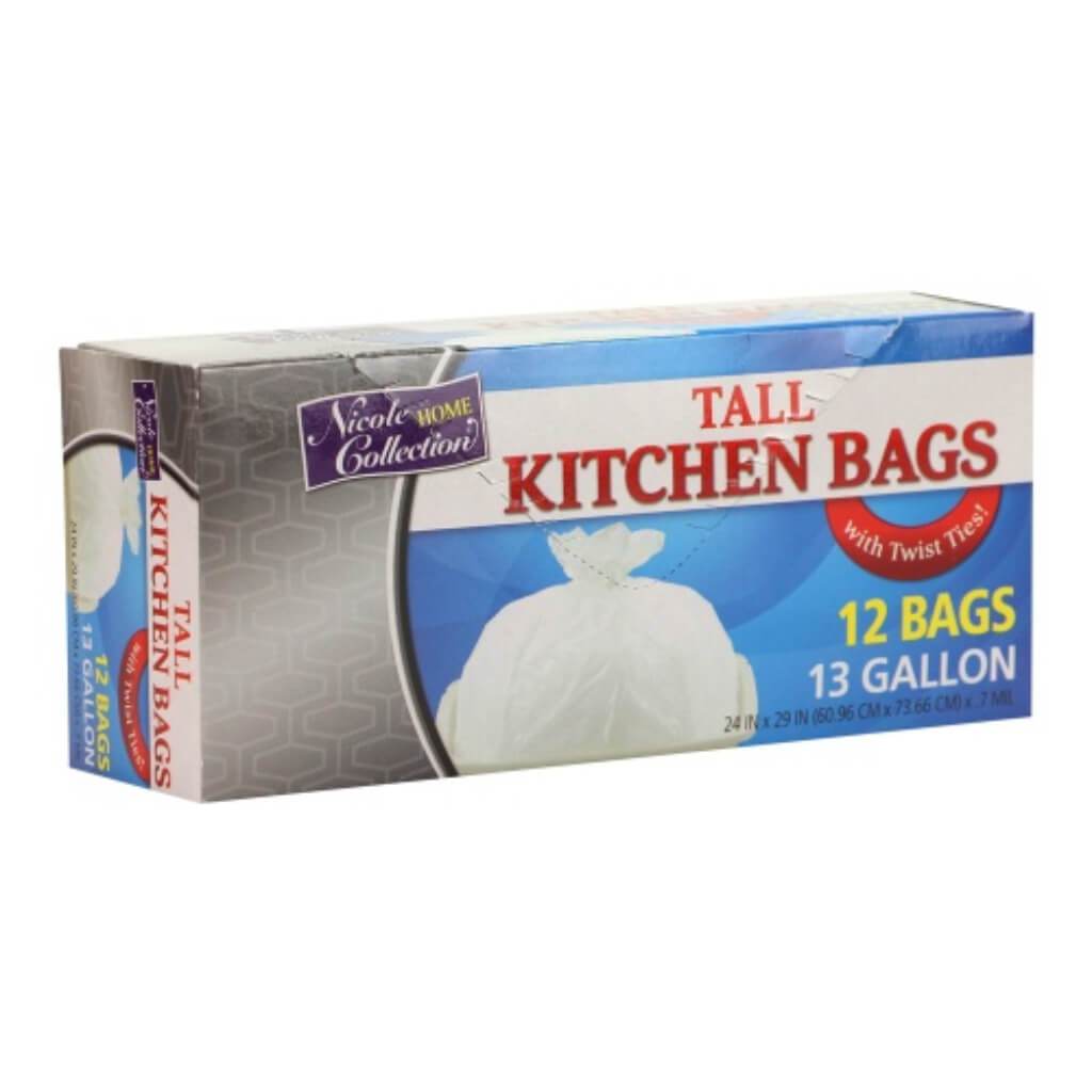 Tall Kitchen Twist Tie Bag White 12 Count 13 Gallon 