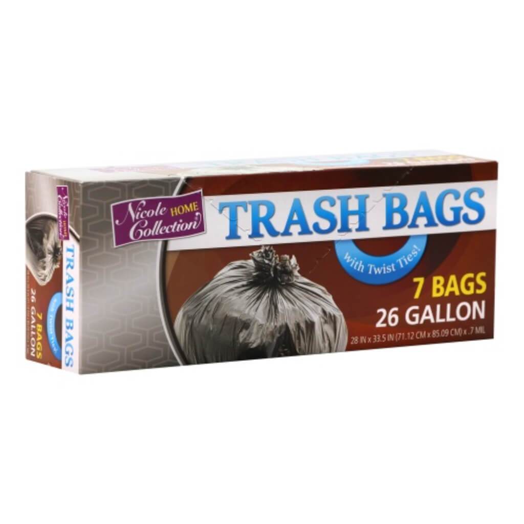 Twist Tie Trash Bags Black 26 Gallon 