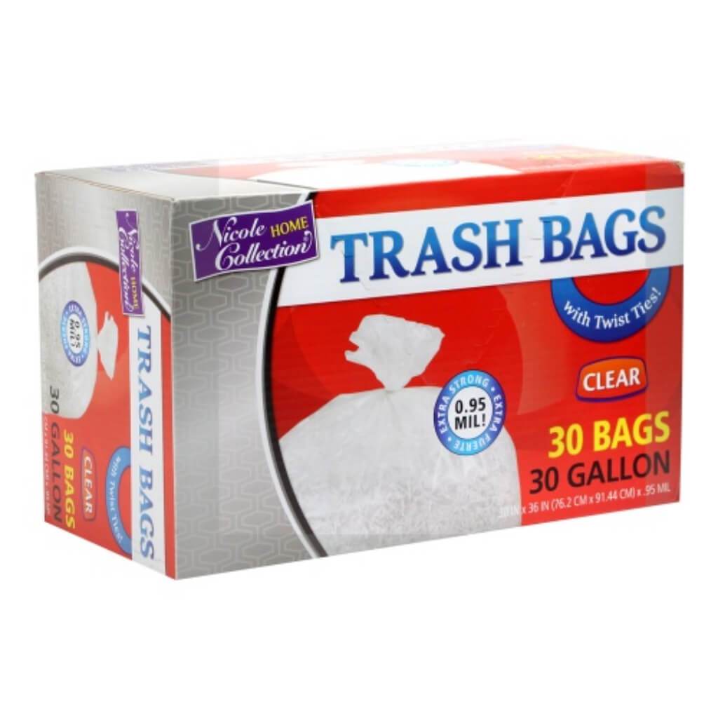Twist Tie Trash Bags Clear 30 Gallon 