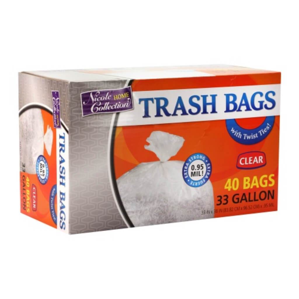 Twist Tie Trash Bags Clear 33 Gallon 