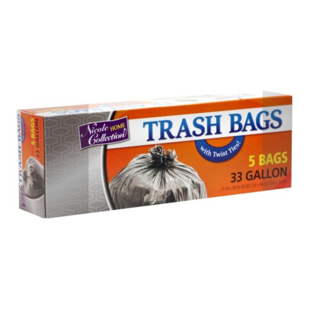 Twist Tie Trash Bags Black 33 Gallon 