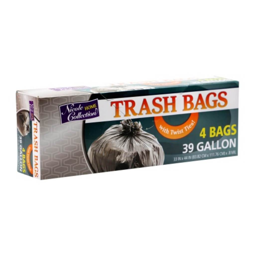 Twist Tie Trash Bags Black 39 Gallon 