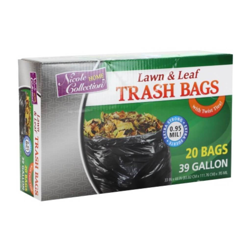 Twist Tie Lawn &amp; Leaf Trash Bags Black 39 Gallon 