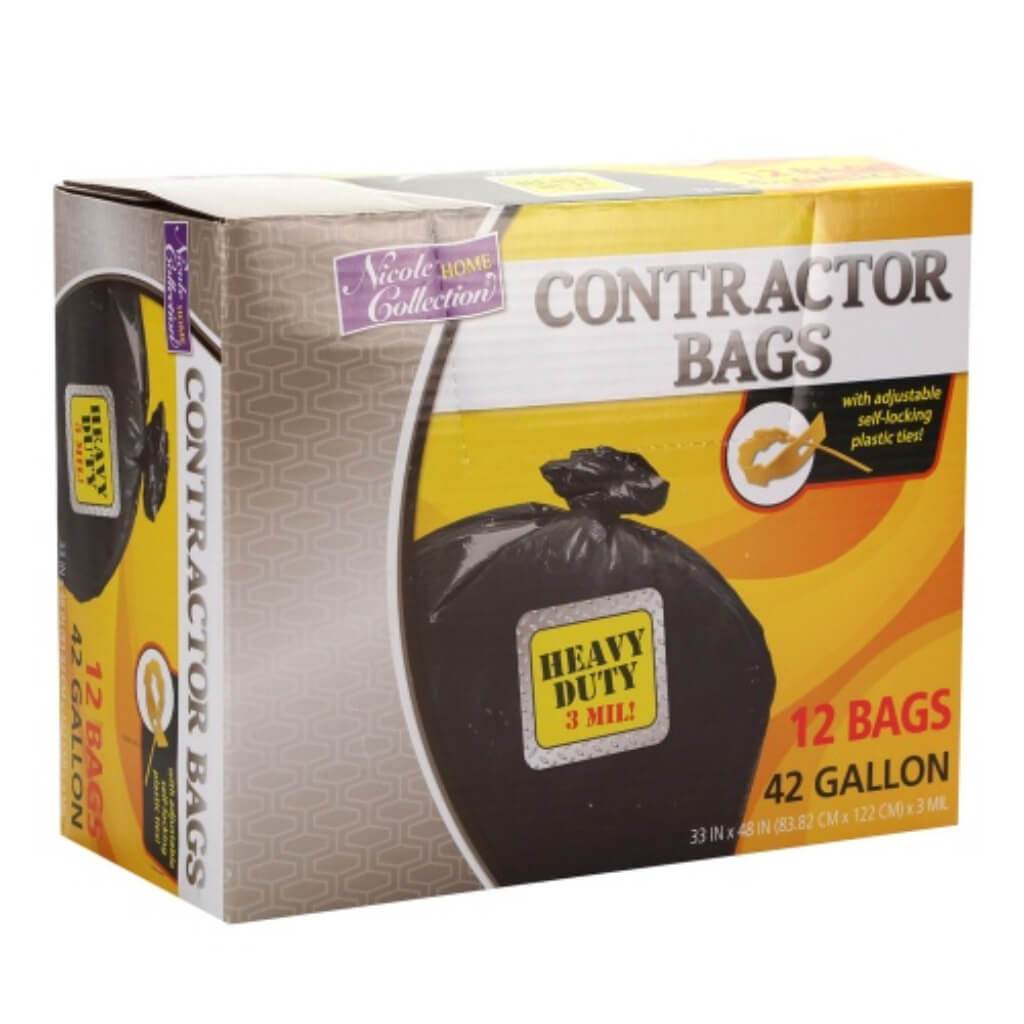 Twist Tie Contractor Trash Bag Black 42 Gallon 