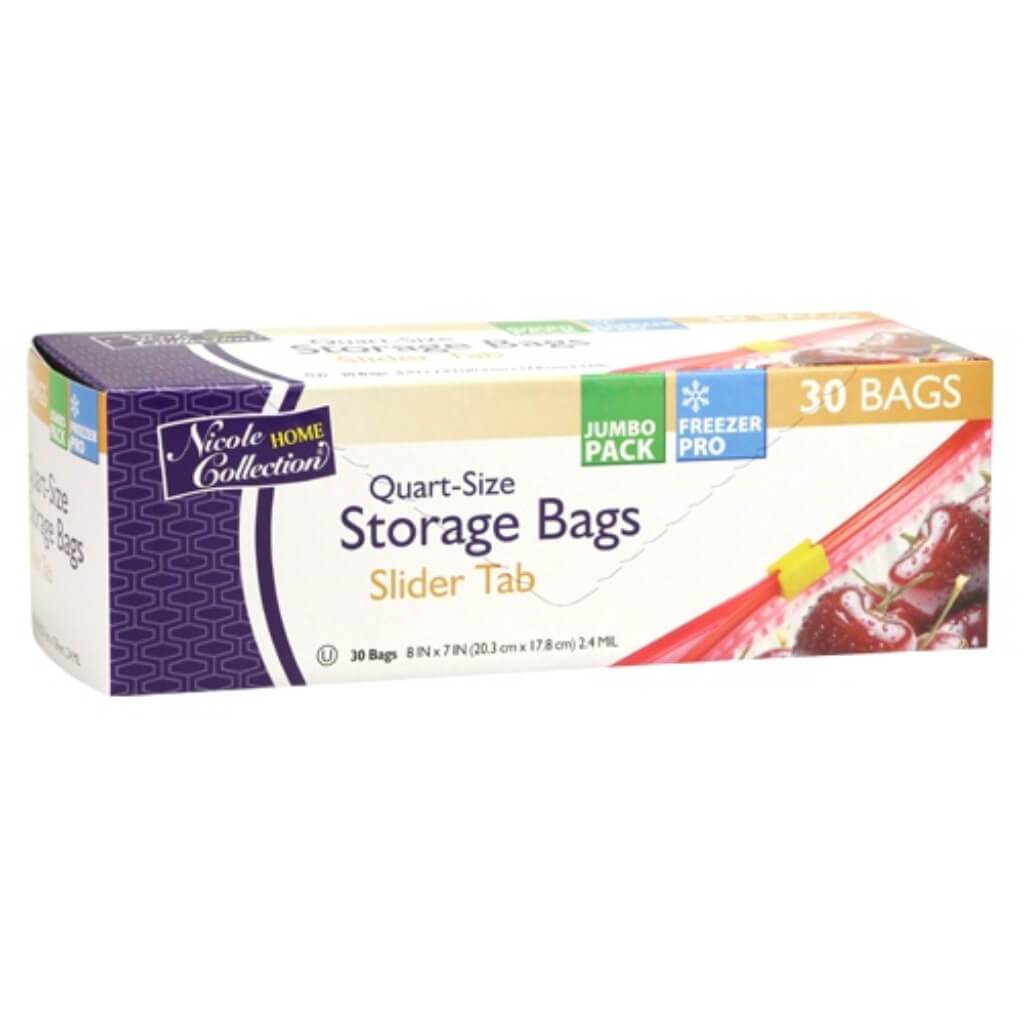 Quart Slide Tab Freezer Storage Bags 30 Count 