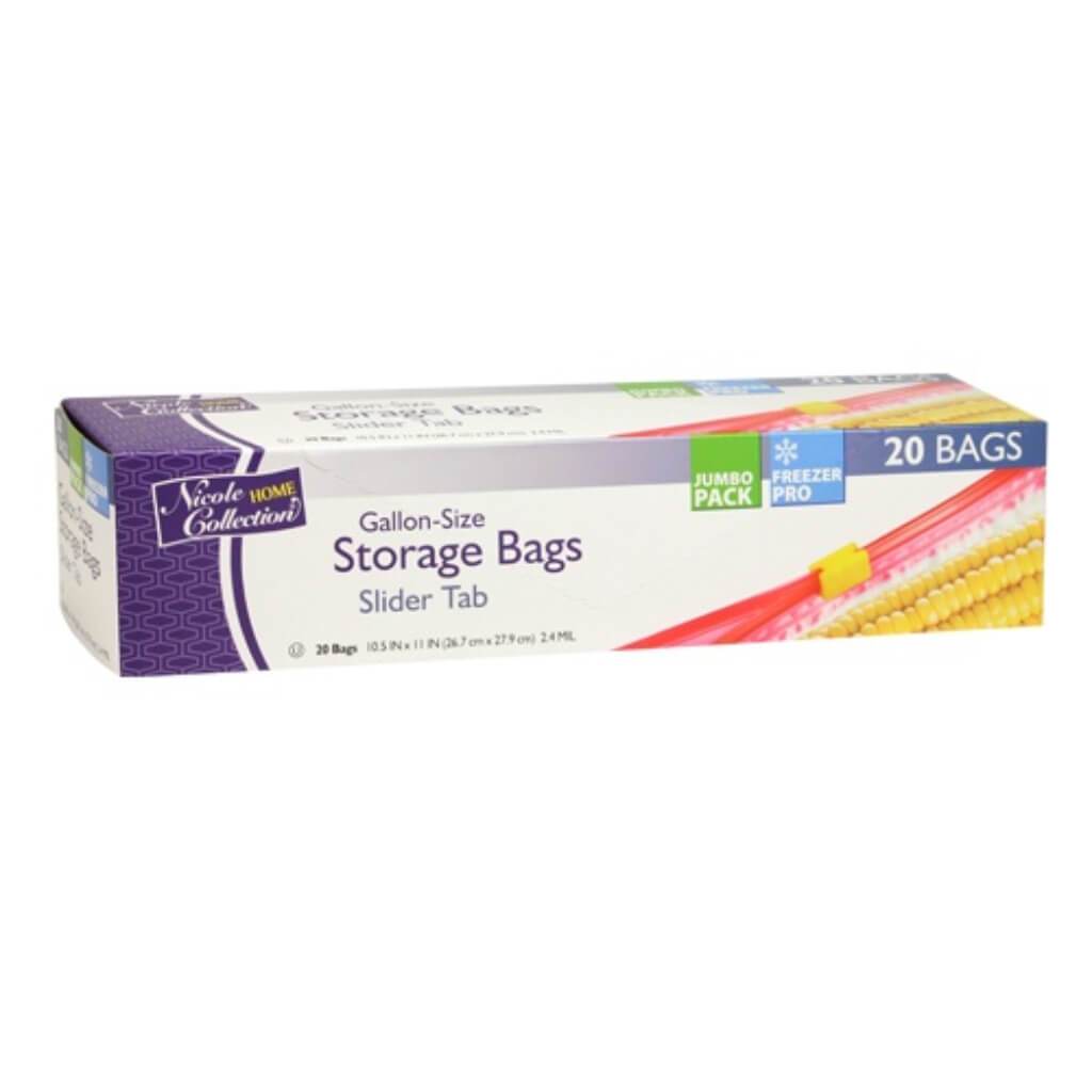 Gallon Slide Tab Freezer Storage Bags 20 Count 