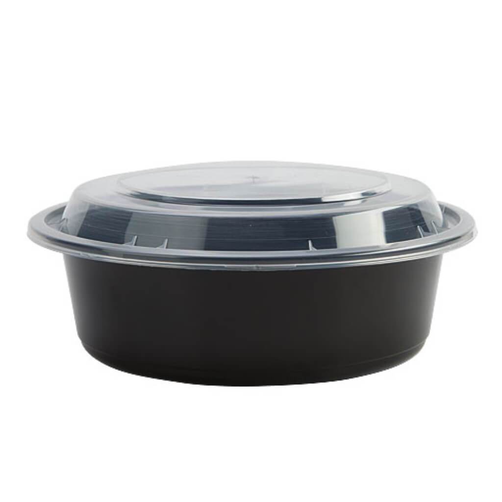 Round Deep Microwaveable Containers Black 3 Count 9" 