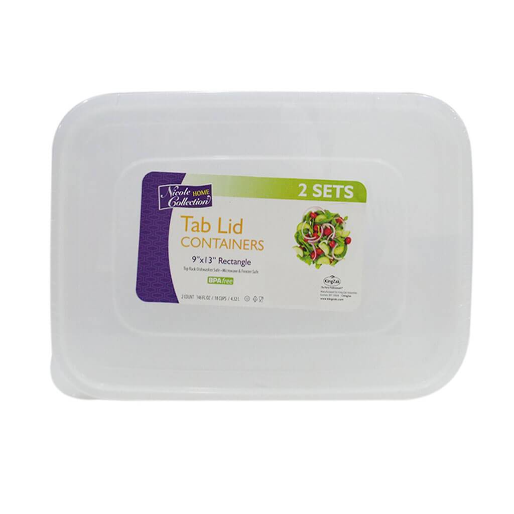 Tab Lid Containers 9" x 13" Clear 