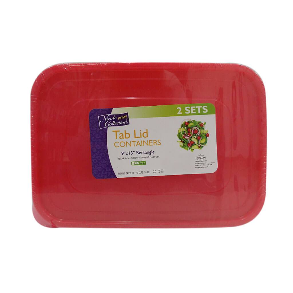 Tab Lid Containers 9" x 13" Red 