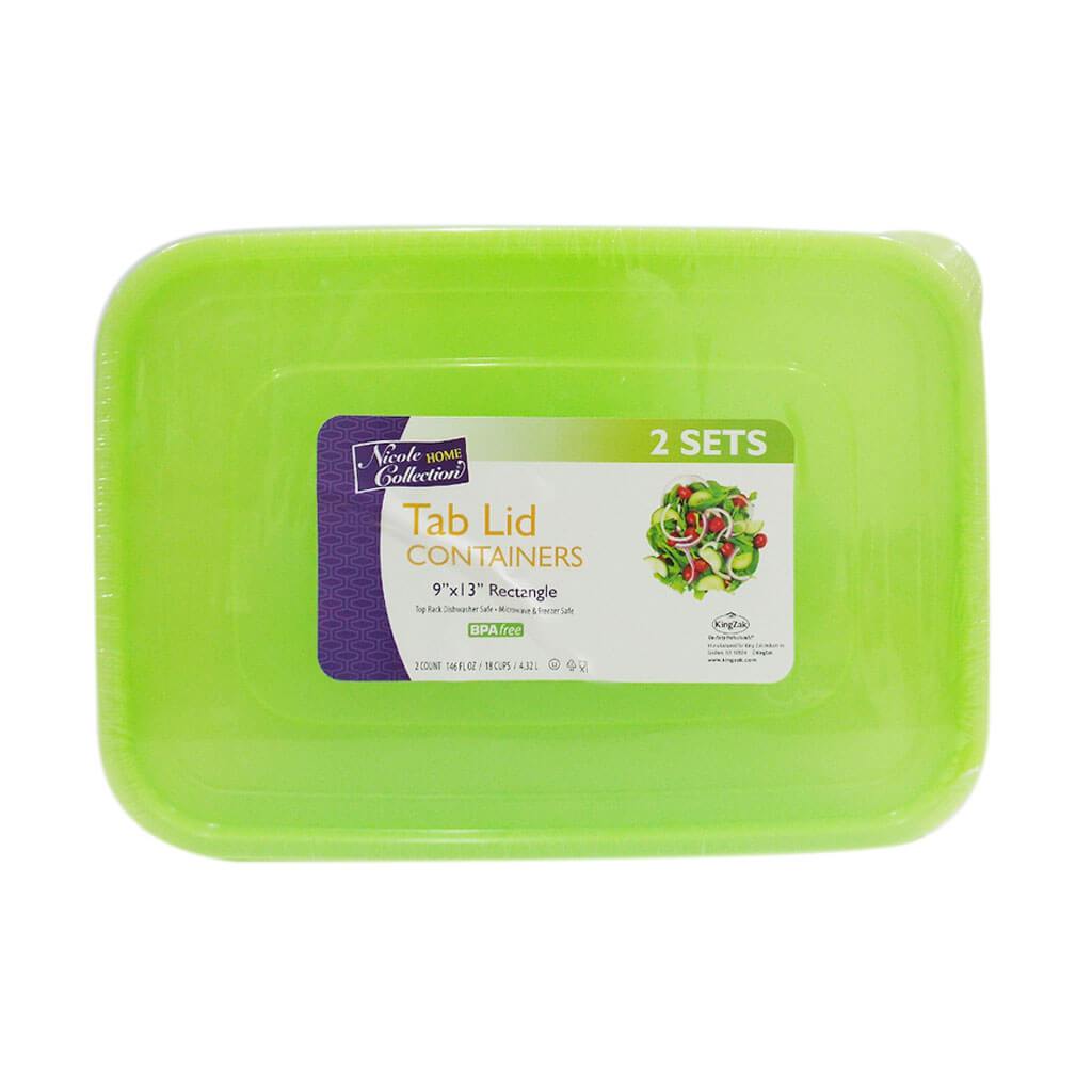 Tab Lid Containers 9" x 13" Green 