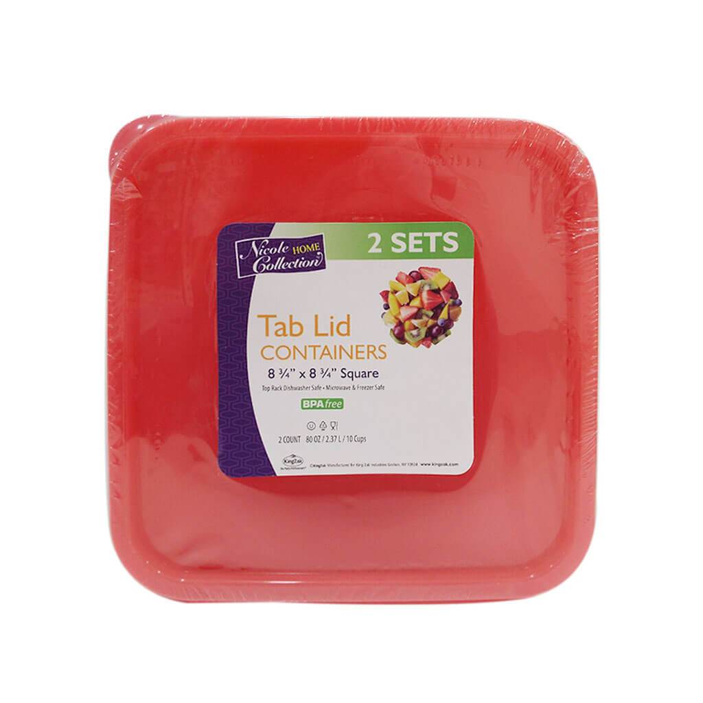 Tab Lid Containers 80oz Red 2ct 