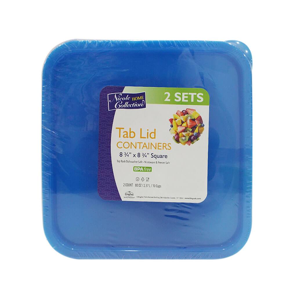 Tab Lid Containers 80oz Blue 2ct 