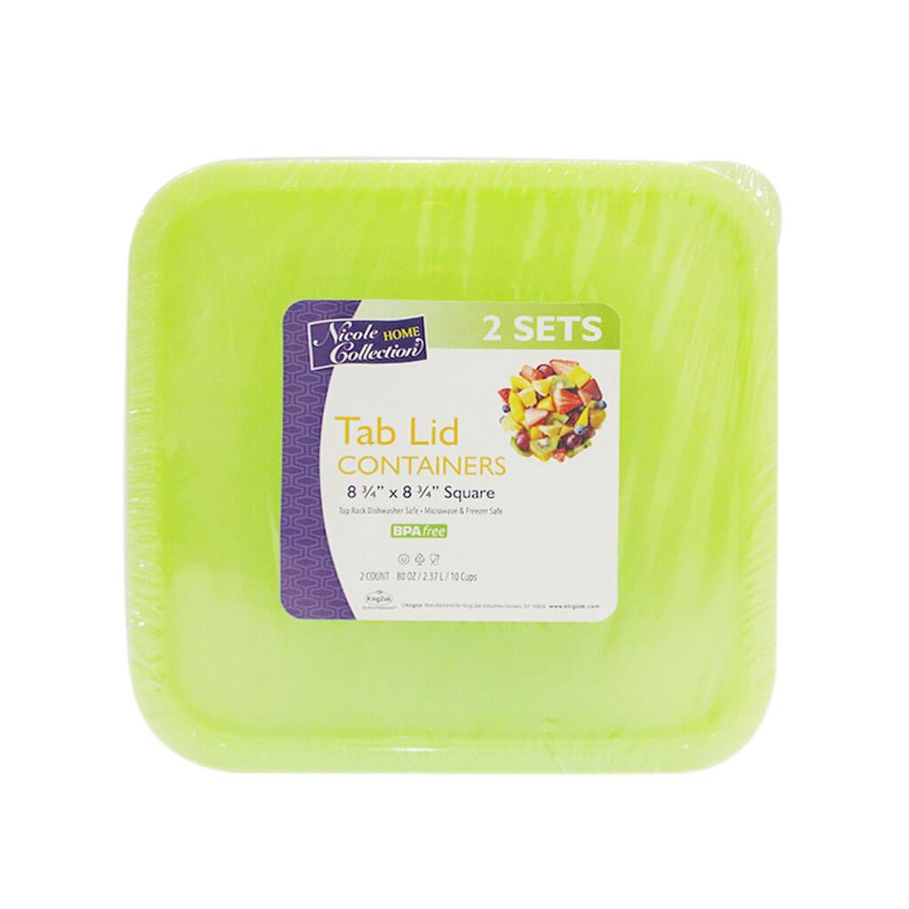 Tab Lid Containers 80oz Green 2ct 