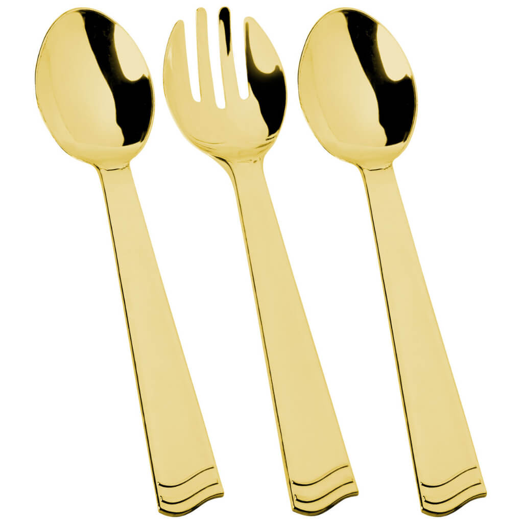 Gold Fork &amp; Spoon Serving Set Polished 