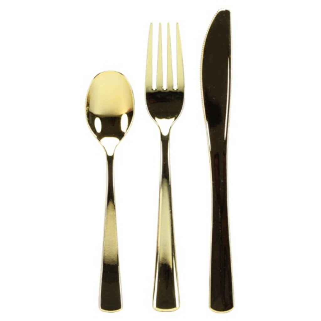 Combo Cutlery Acetate Box Polished Gold 96 Count 