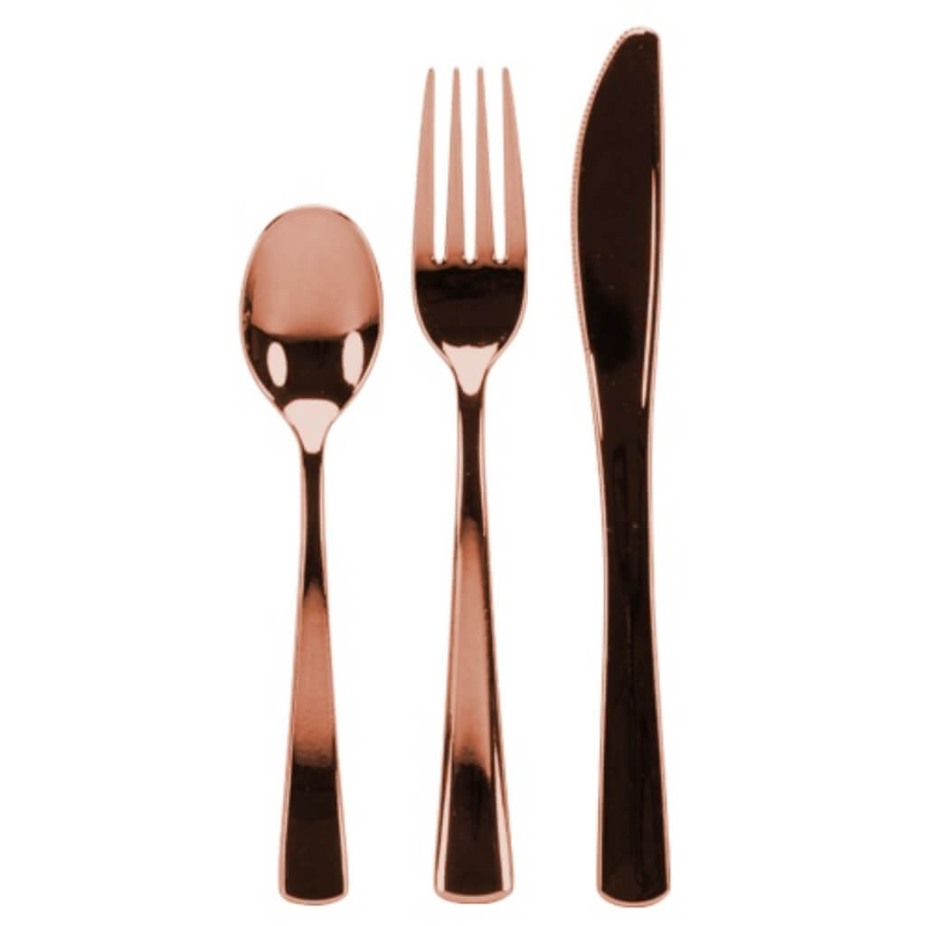 Lillian Polished Rose Gold Cutlery Combo, 32 Set