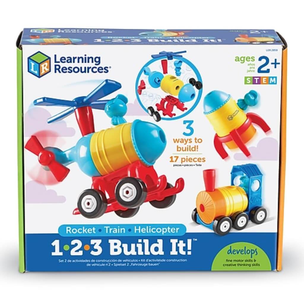 1-2-3 Build It! Rocket Train Helicopter 