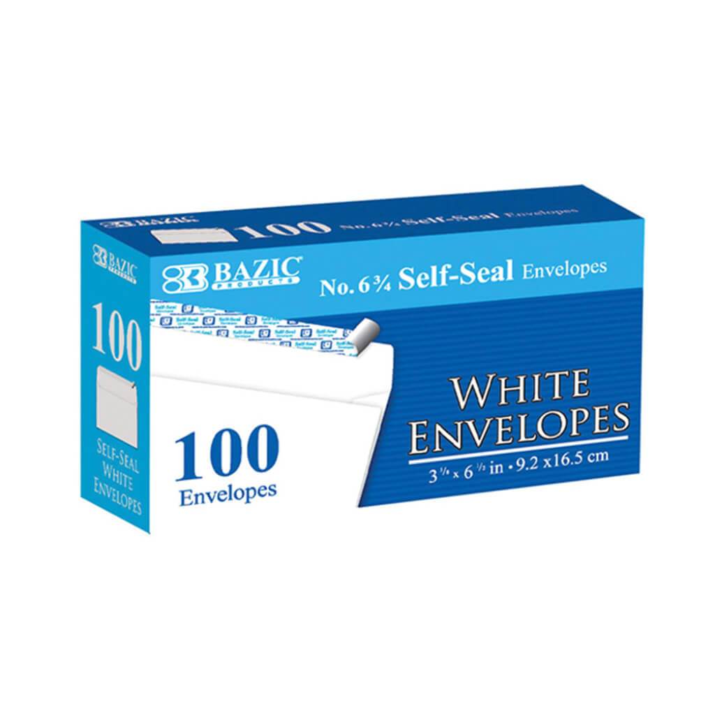 No. 6 Self Seal White Envelope 100ct 