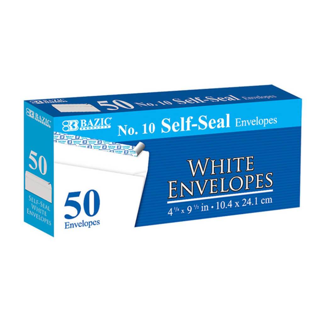 No. 10 Self Seal White Envelope 50ct 