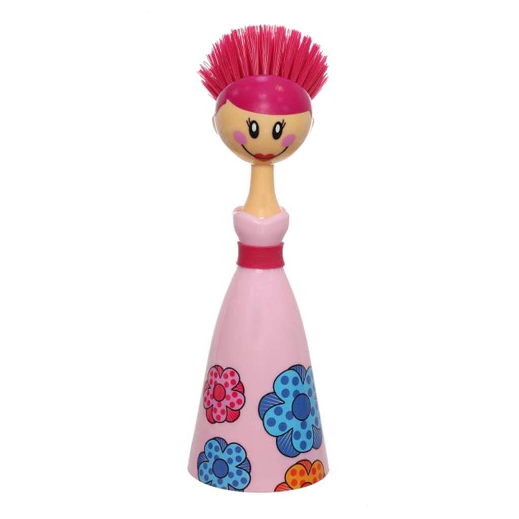 DOLLS ASSORTED DISHWASHING BRUSH WITH DRESS