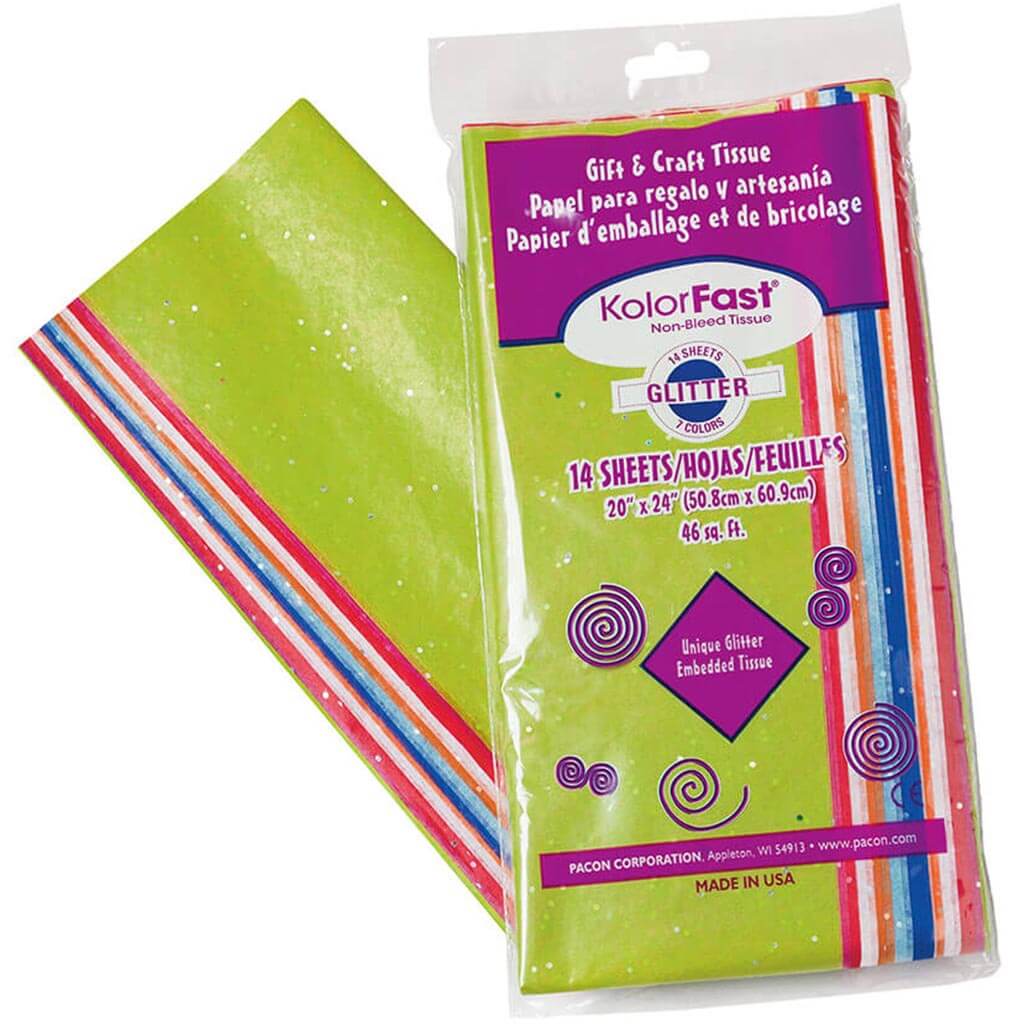 Glitter Tissue 20in x 24in Assorted Colors