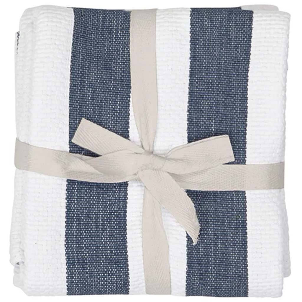 Basketweave Kitchen Towel Set of 2 Navy, 18in x 26in